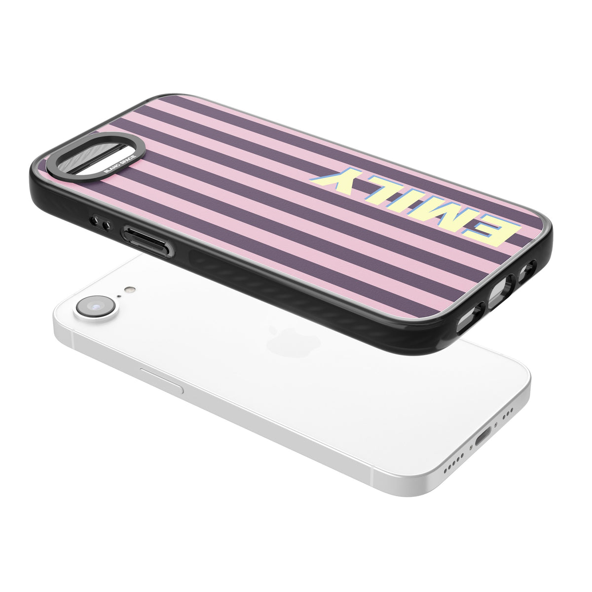 Personalised Lebanese Stripe iPhone 16e / iPhone 17e Impact Black Phone Case angled
