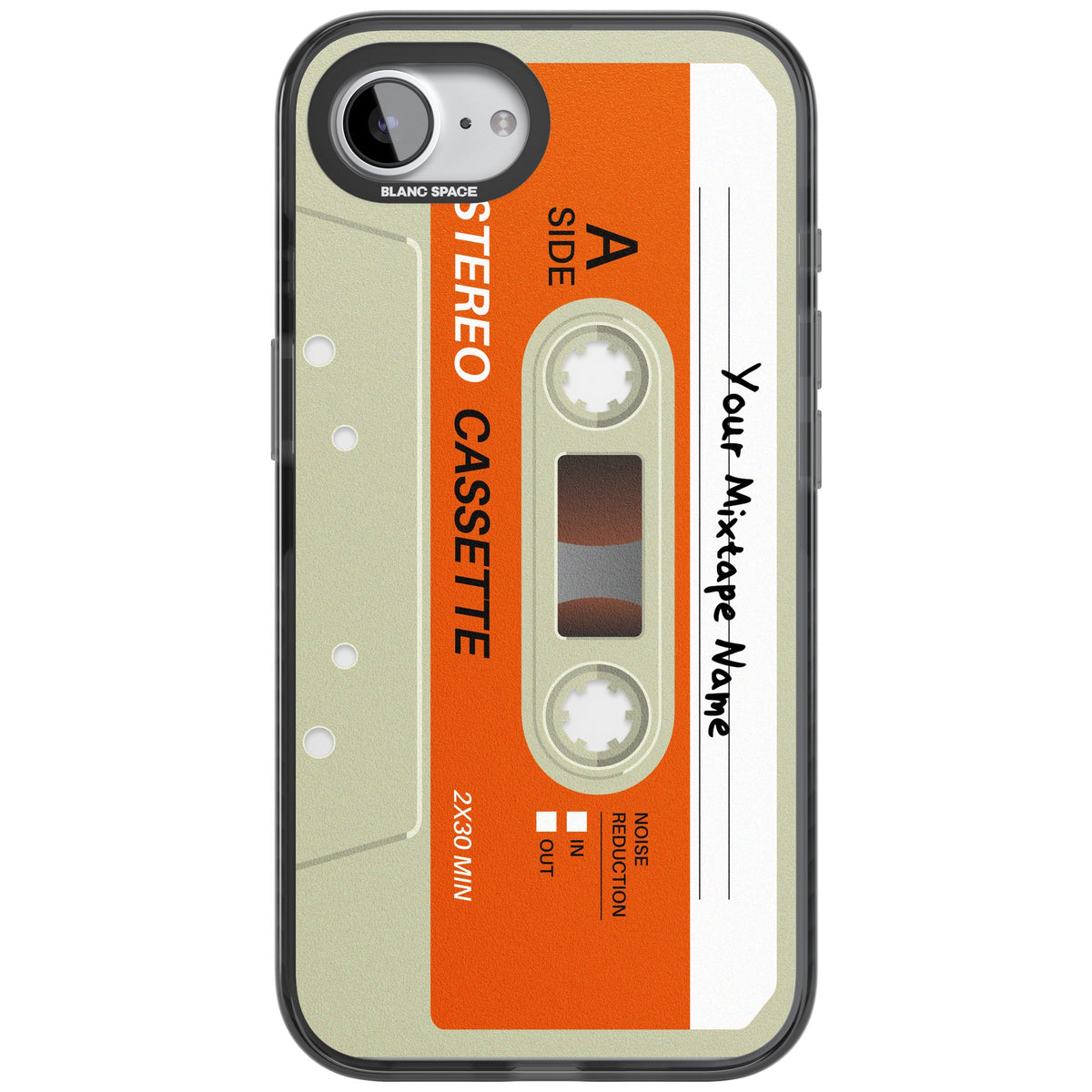 Personalised Retro Cassette Classic iPhone 16e / iPhone 17e Impact Black Phone Case front