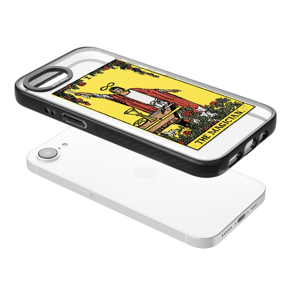 Personalised The Magician Tarot Card (Color) iPhone 16e / iPhone 17e Impact Black Phone Case angled