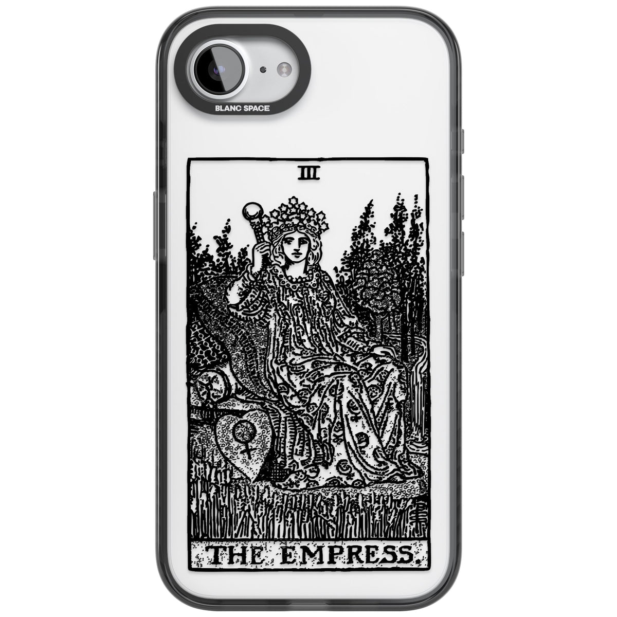 Personalised The Empress Tarot Card (Clear) iPhone 16e / iPhone 17e Impact Black Phone Case front