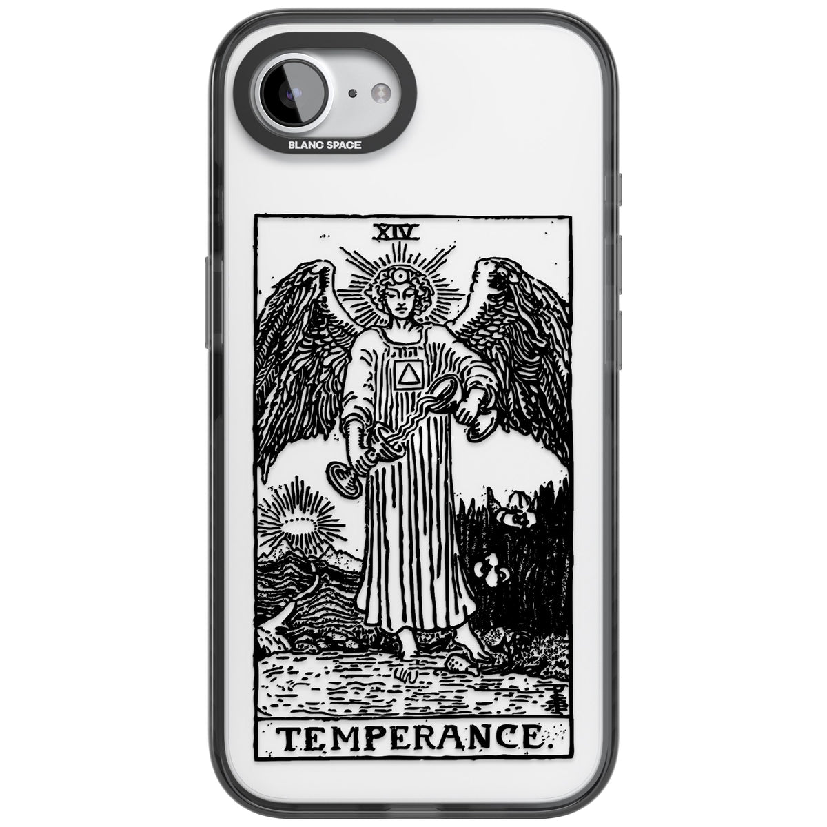 Personalised Temperance Tarot Card (Clear) iPhone 16e / iPhone 17e Impact Black Phone Case front