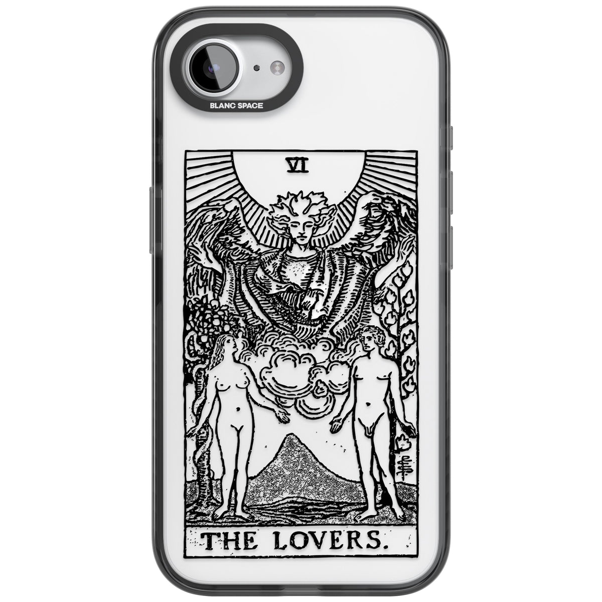Personalised The Lovers Tarot Card (Clear) iPhone 16e / iPhone 17e Impact Black Phone Case front