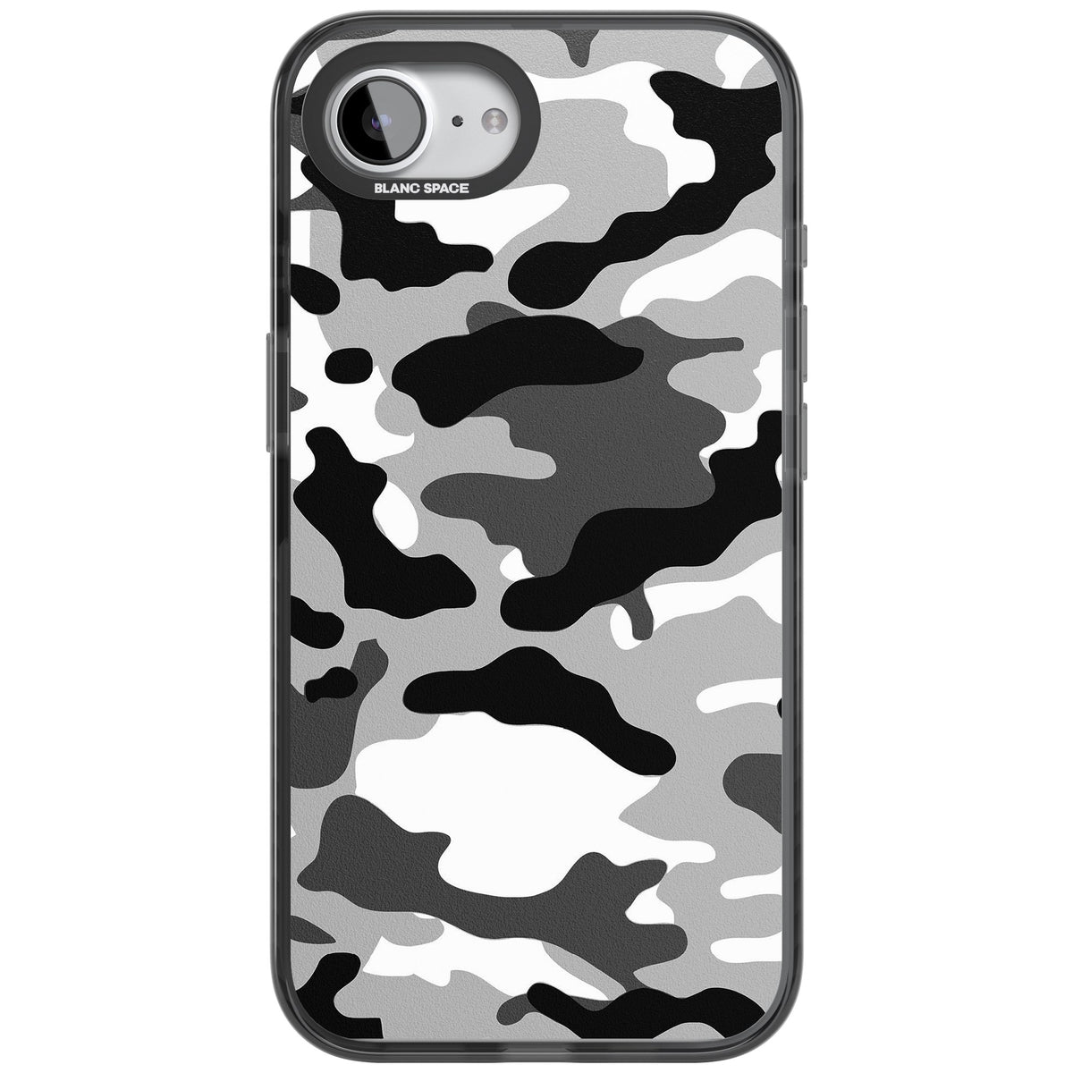 Grey Camo iPhone 16e / iPhone 17e Impact Black Phone Case front