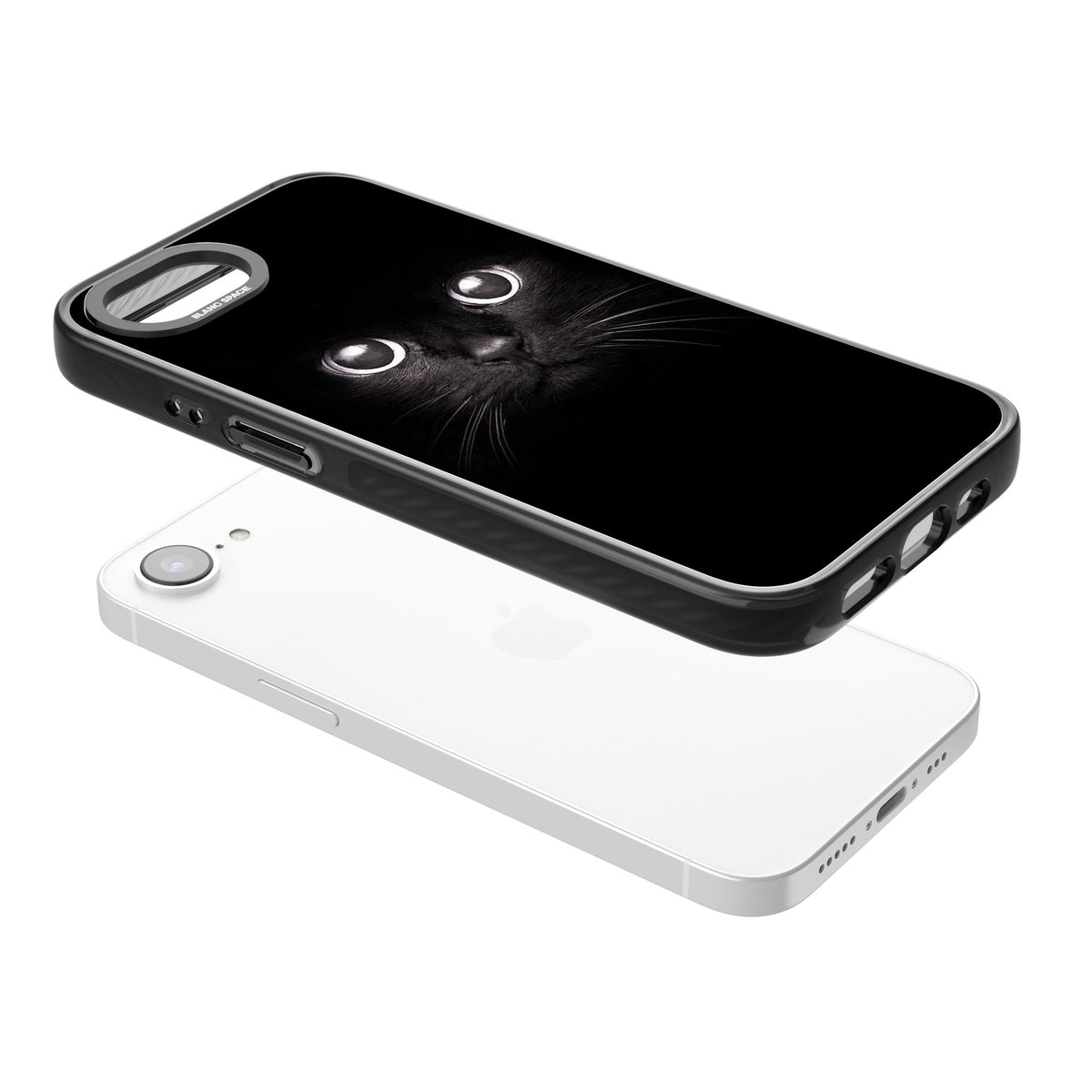 Black Cat iPhone 16e / iPhone 17e Impact Black Phone Case angled