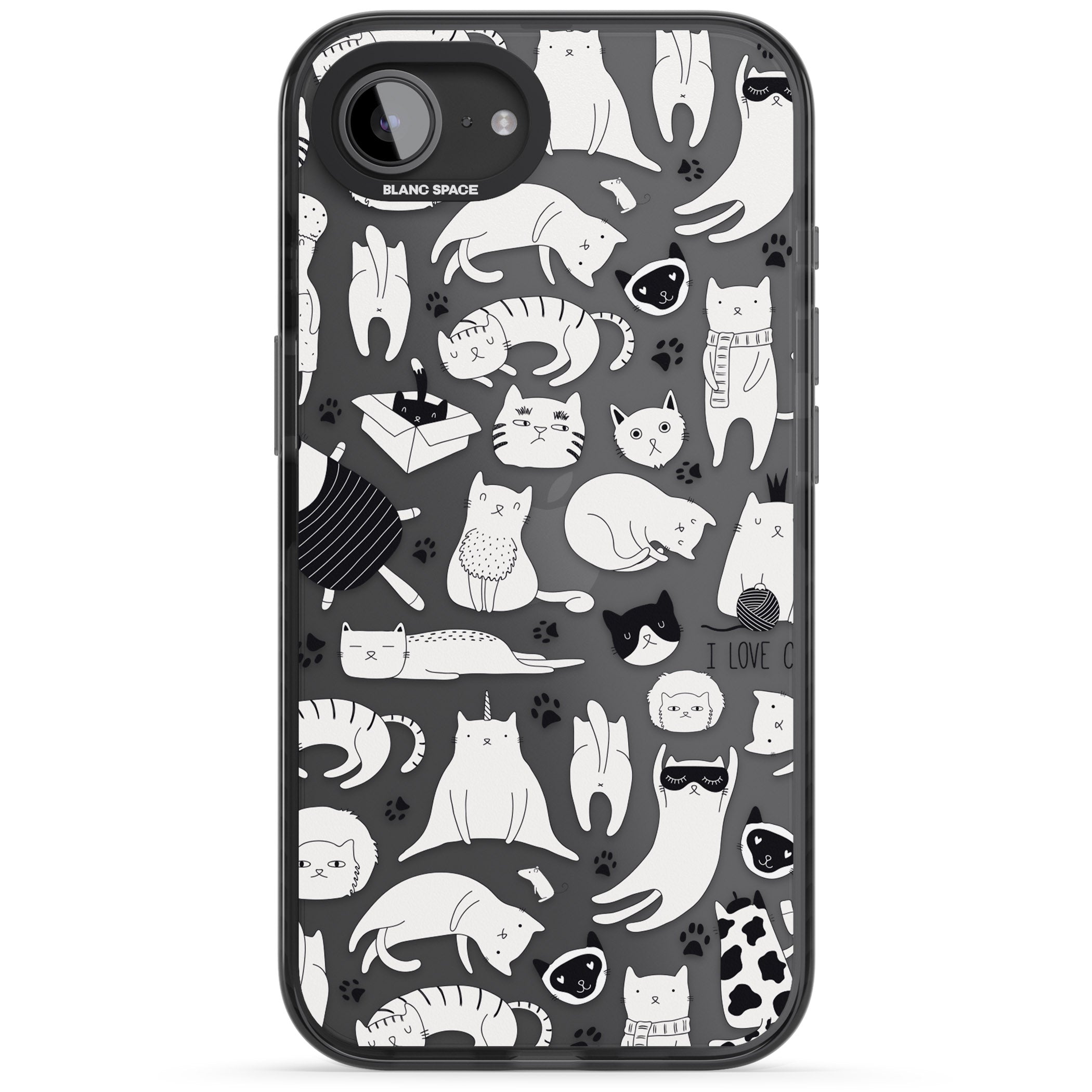 Cartoon Cat Collage Black & White