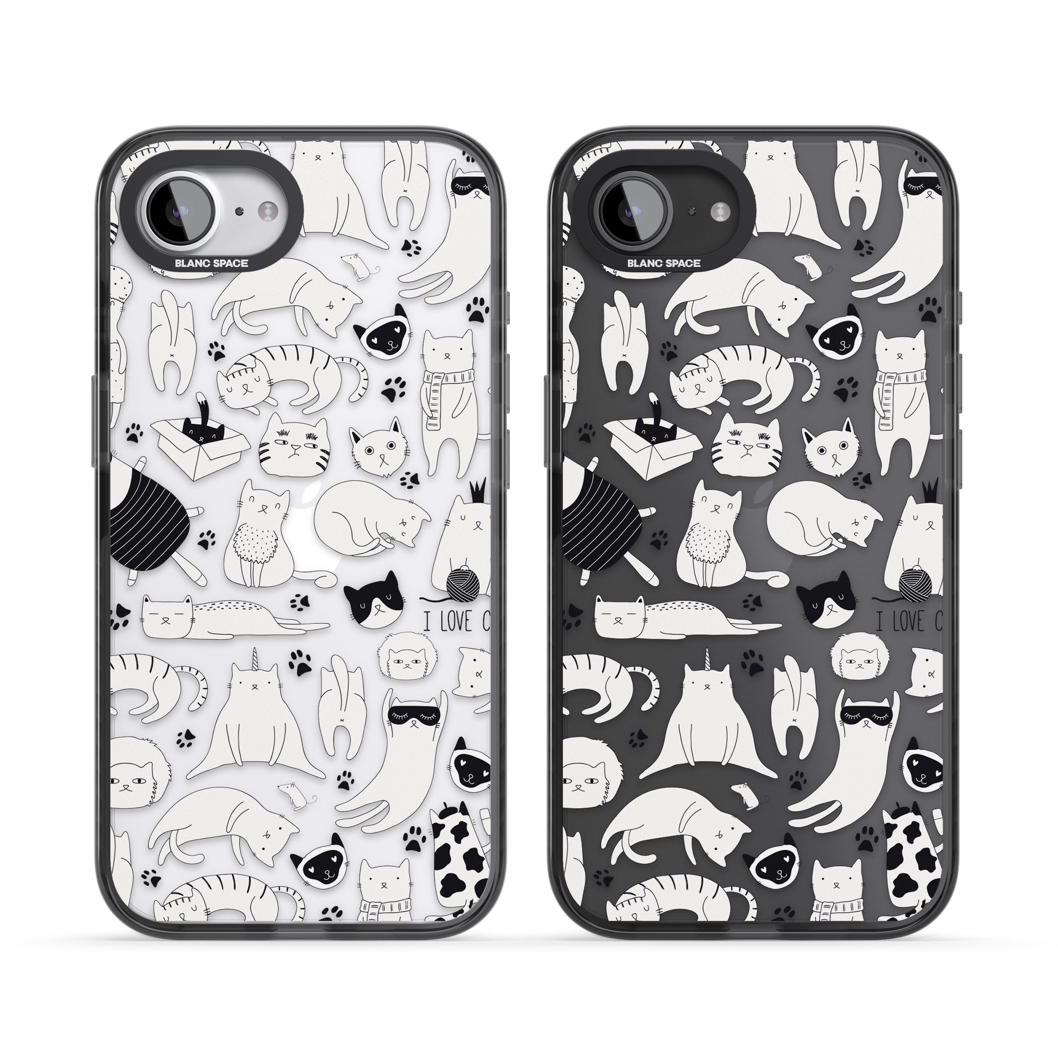 Cartoon Cat Collage Black & White