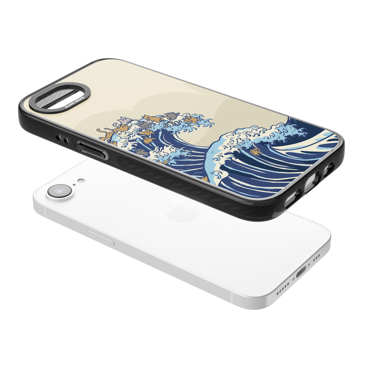 The Great Cat Wave iPhone 16e / iPhone 17e Impact Black Phone Case angled