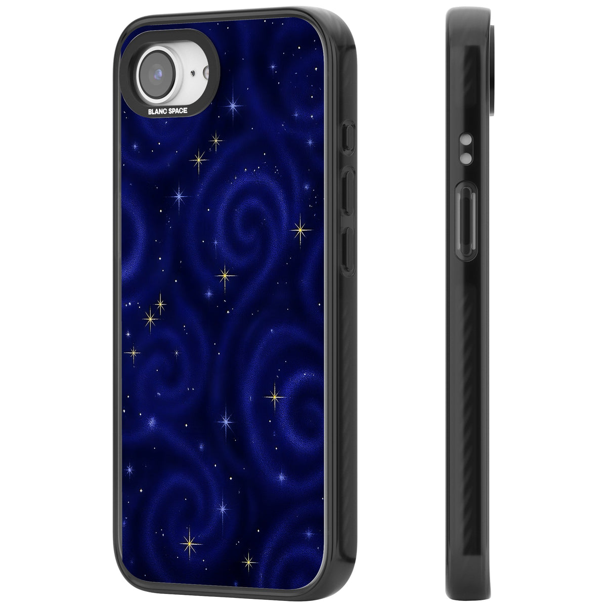Indigo Cosmos iPhone 16e / iPhone 17e Impact Black Phone Case side
