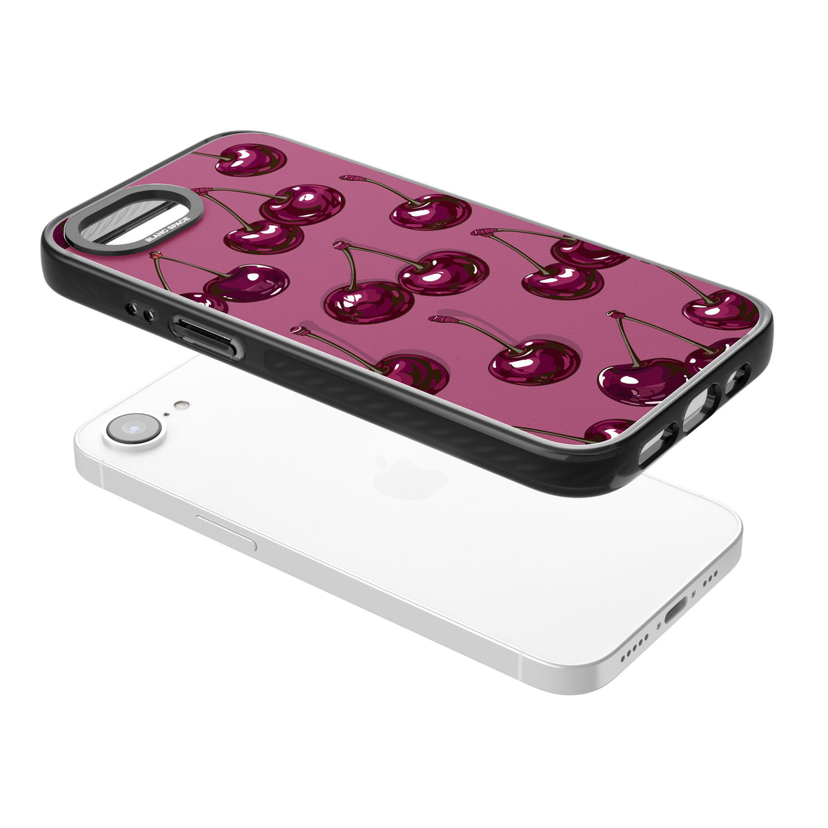 Cherry Soda iPhone 16e / iPhone 17e Impact Black Phone Case angled