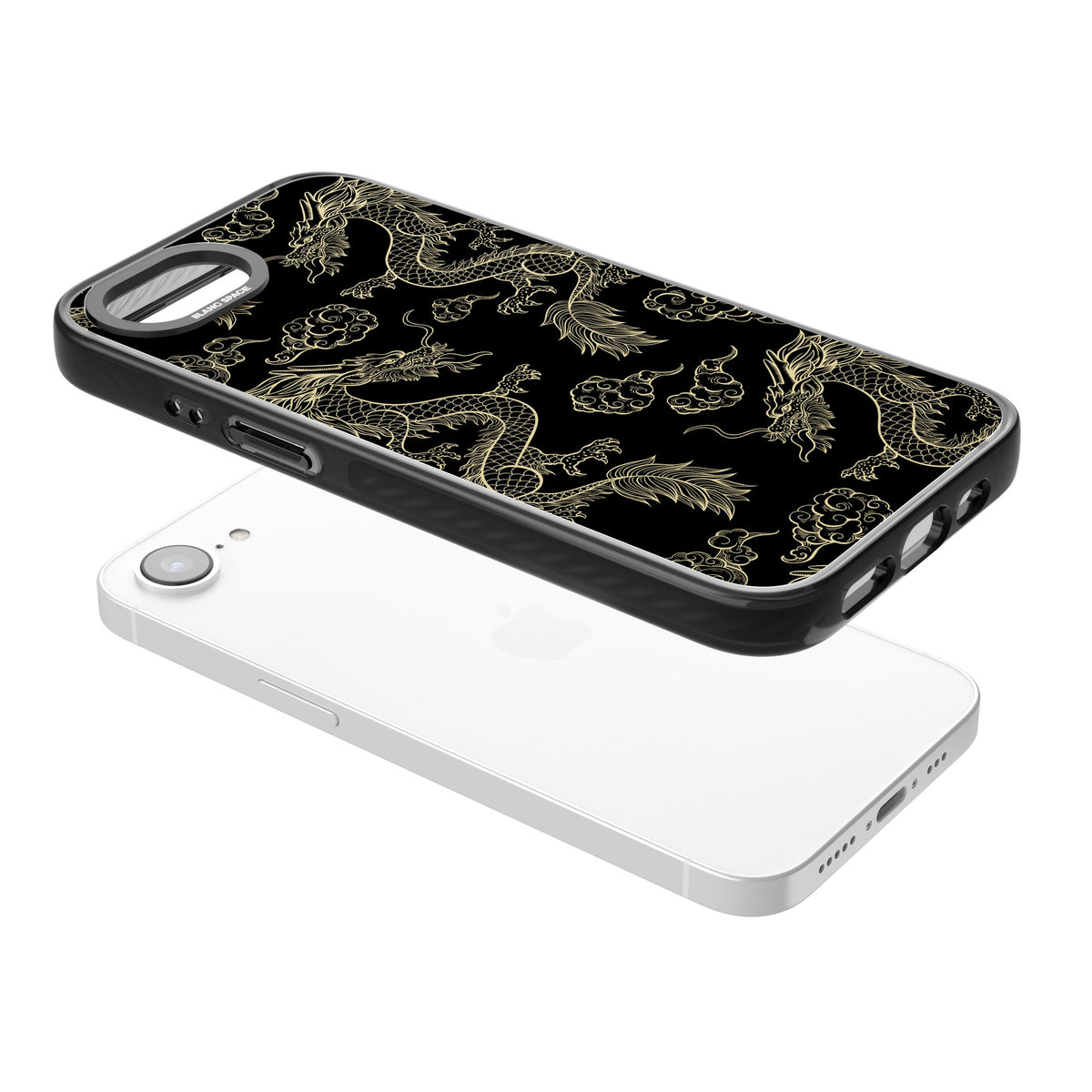 Golden Dynasty iPhone 16e / iPhone 17e Impact Black Phone Case angled