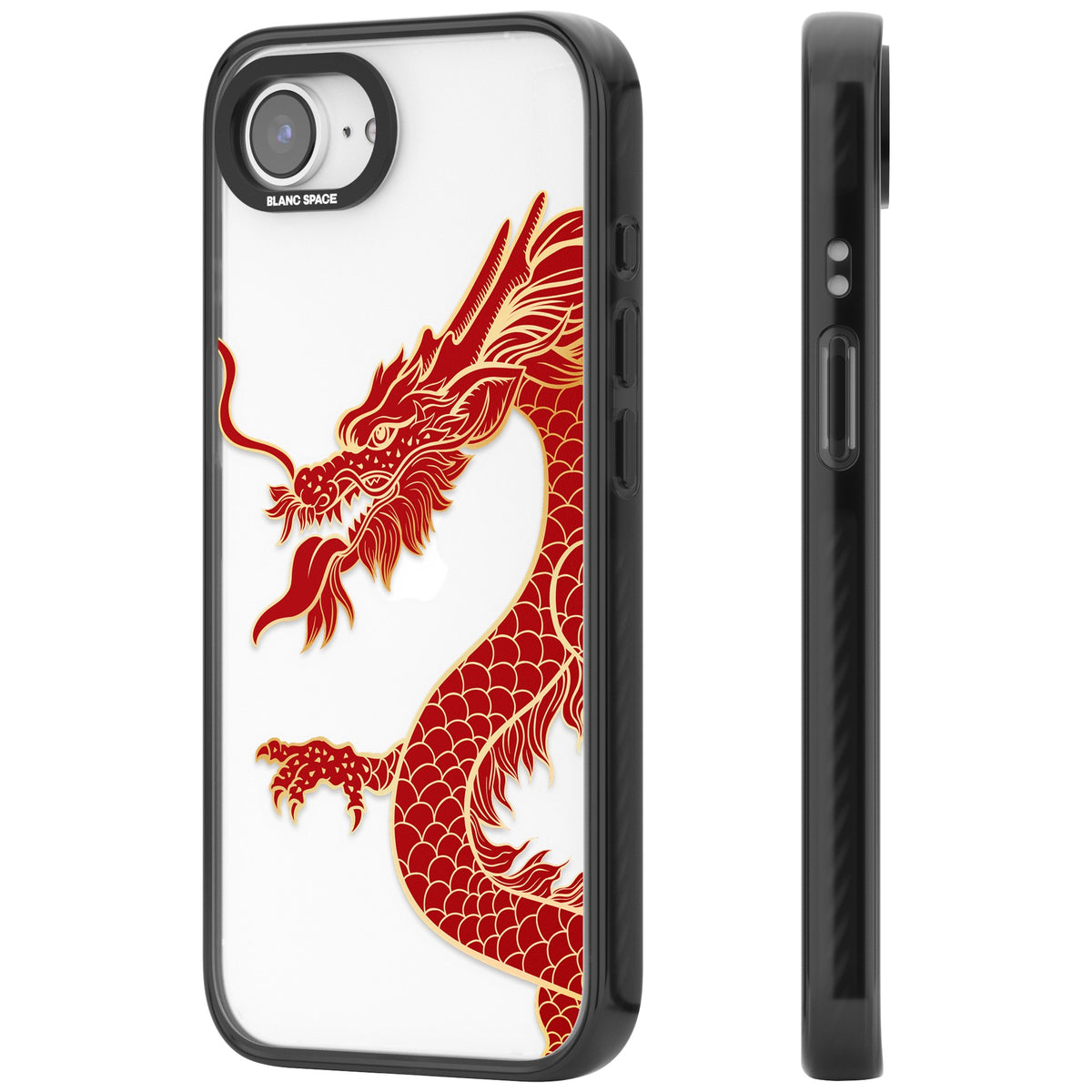 Red Dragon iPhone 16e / iPhone 17e Impact Black Phone Case side