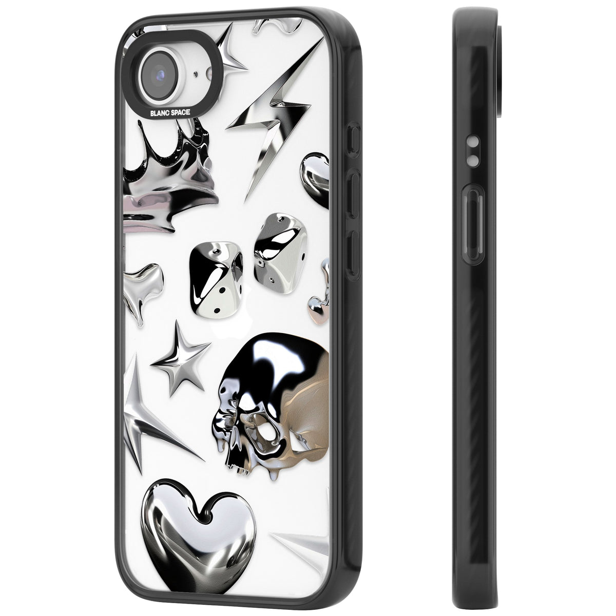 Chromed iPhone 16e / iPhone 17e Impact Black Phone Case side
