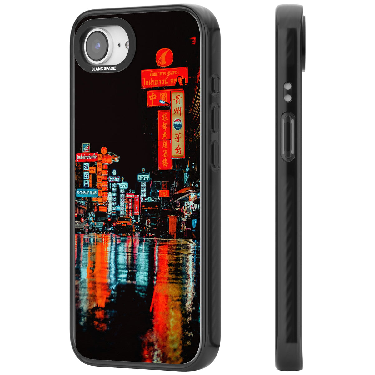 Neon City iPhone 16e / iPhone 17e Impact Black Phone Case side