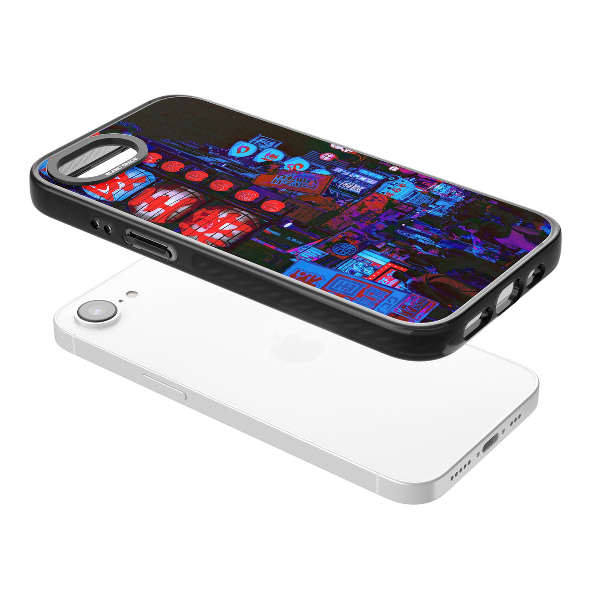Neon Tokyo iPhone 16e / iPhone 17e Impact Black Phone Case angled