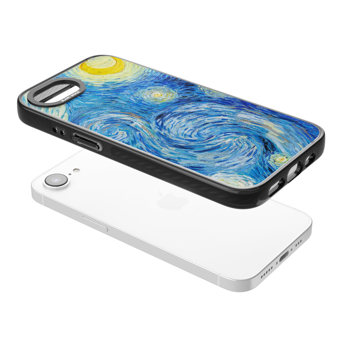 The Starry Night By Vincent Van Gogh iPhone 16e / iPhone 17e Impact Black Phone Case angled