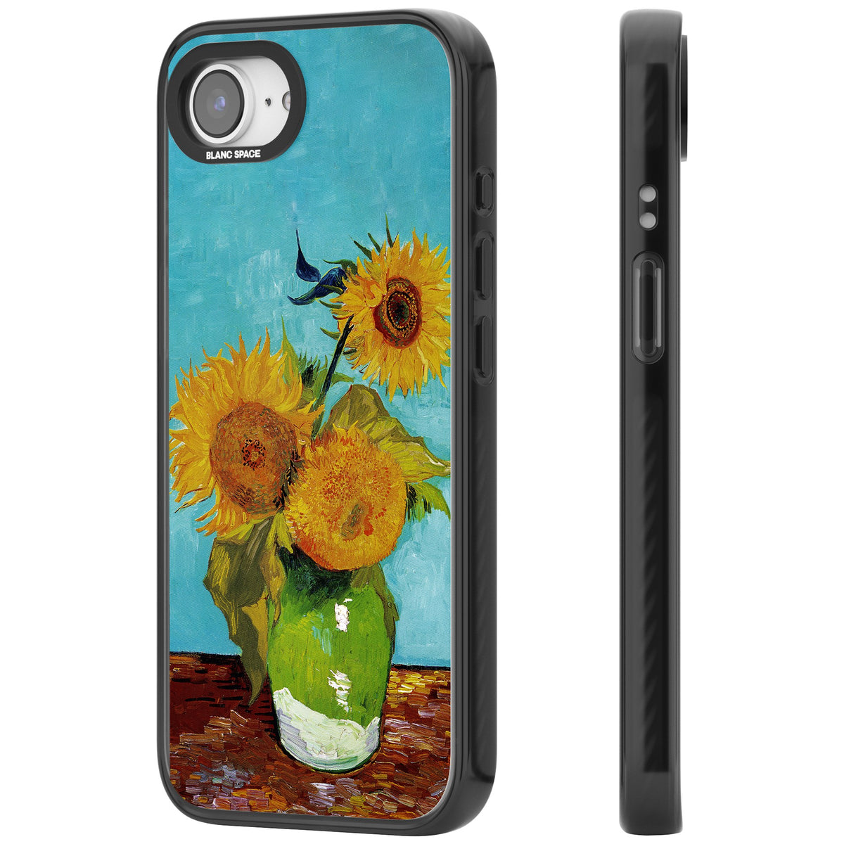 Vase With Three Sunflowers iPhone 16e / iPhone 17e Impact Black Phone Case side