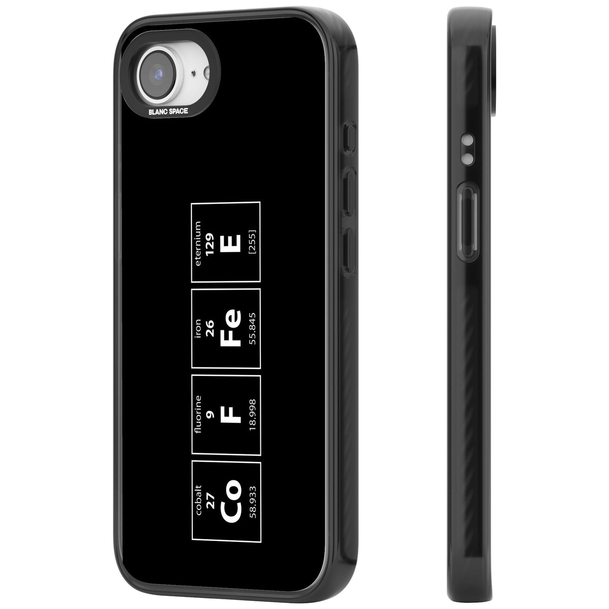 Coffee Element (Black) iPhone 16e / iPhone 17e Impact Black Phone Case side