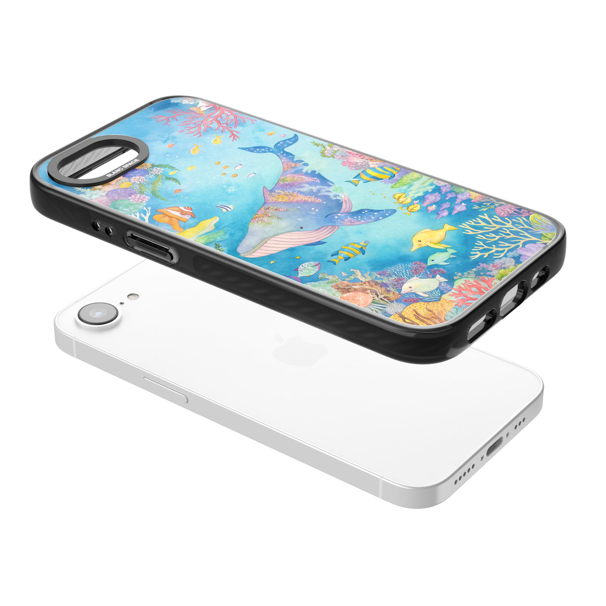 Coral Lagoon iPhone 16e / iPhone 17e Impact Black Phone Case angled