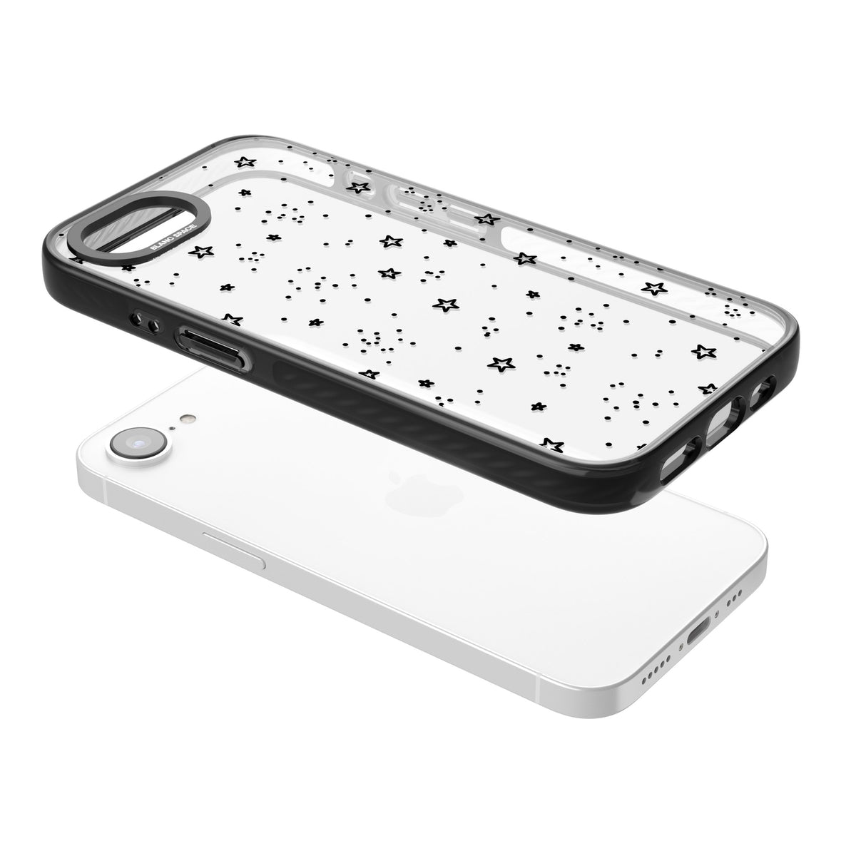 Starry Night Sky iPhone 16e / iPhone 17e Impact Black Phone Case angled