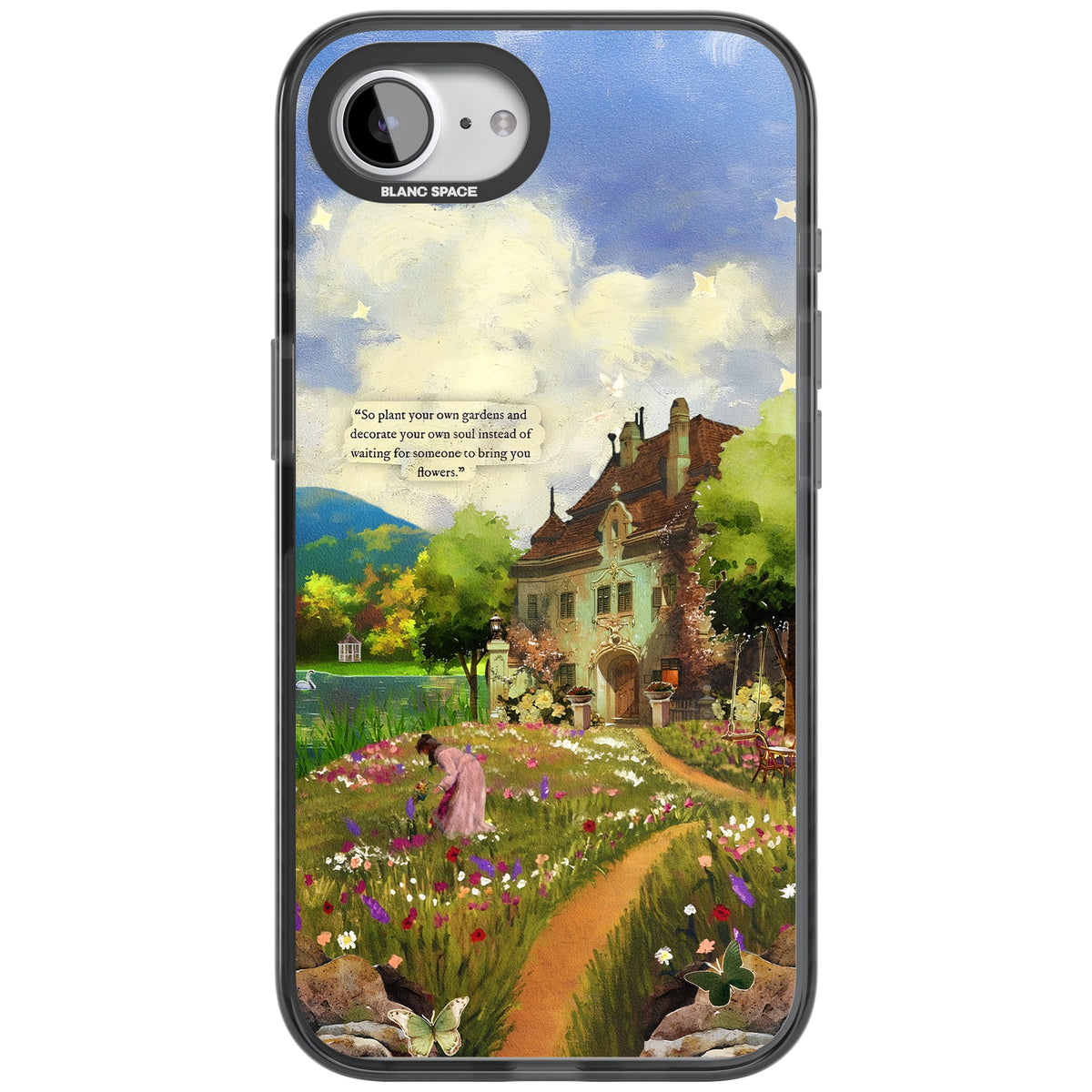 Spring Cottage iPhone 16e / iPhone 17e Impact Black Phone Case front