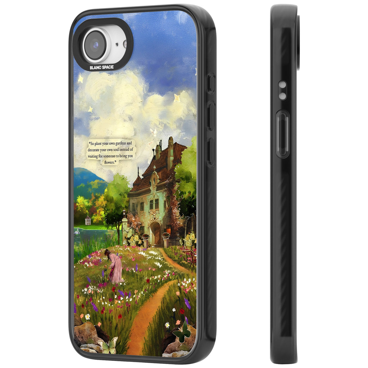 Spring Cottage iPhone 16e / iPhone 17e Impact Black Phone Case side
