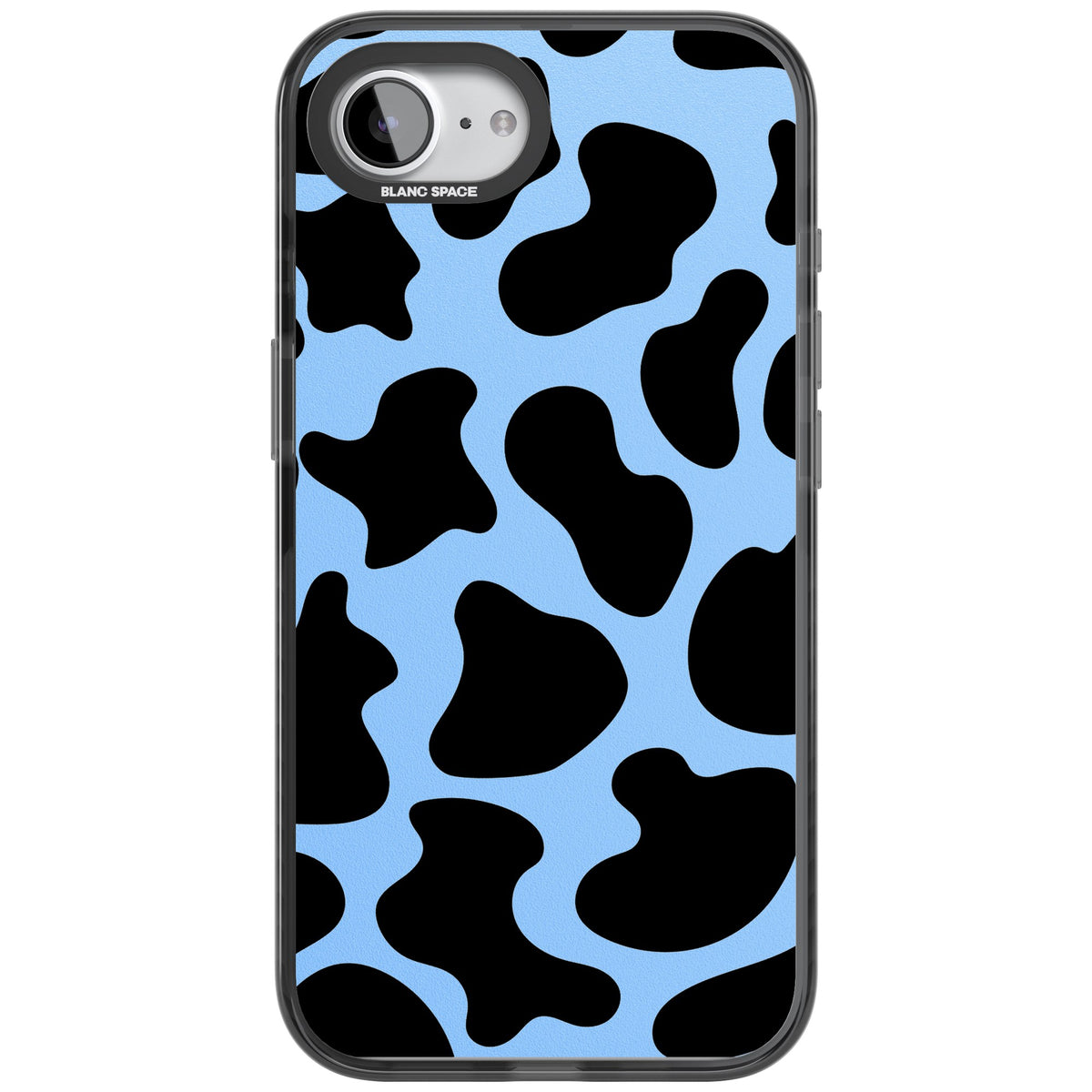 Blue And Black Cow Print iPhone 16e / iPhone 17e Impact Black Phone Case front