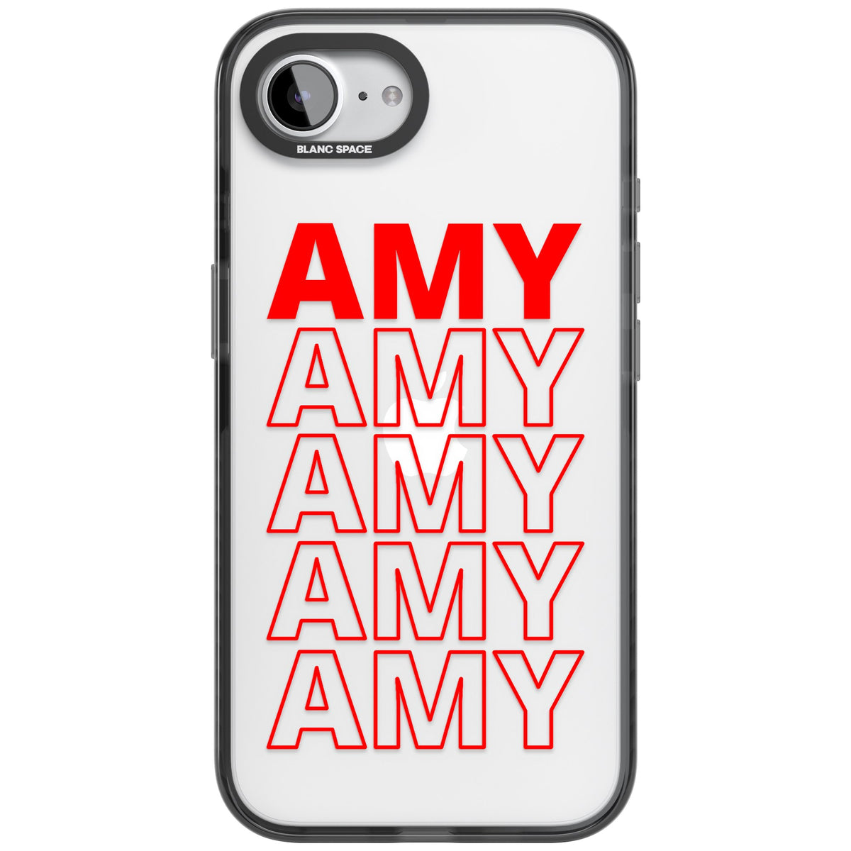 Personalised Bold Name Repeat iPhone 16e / iPhone 17e Impact Black Phone Case front