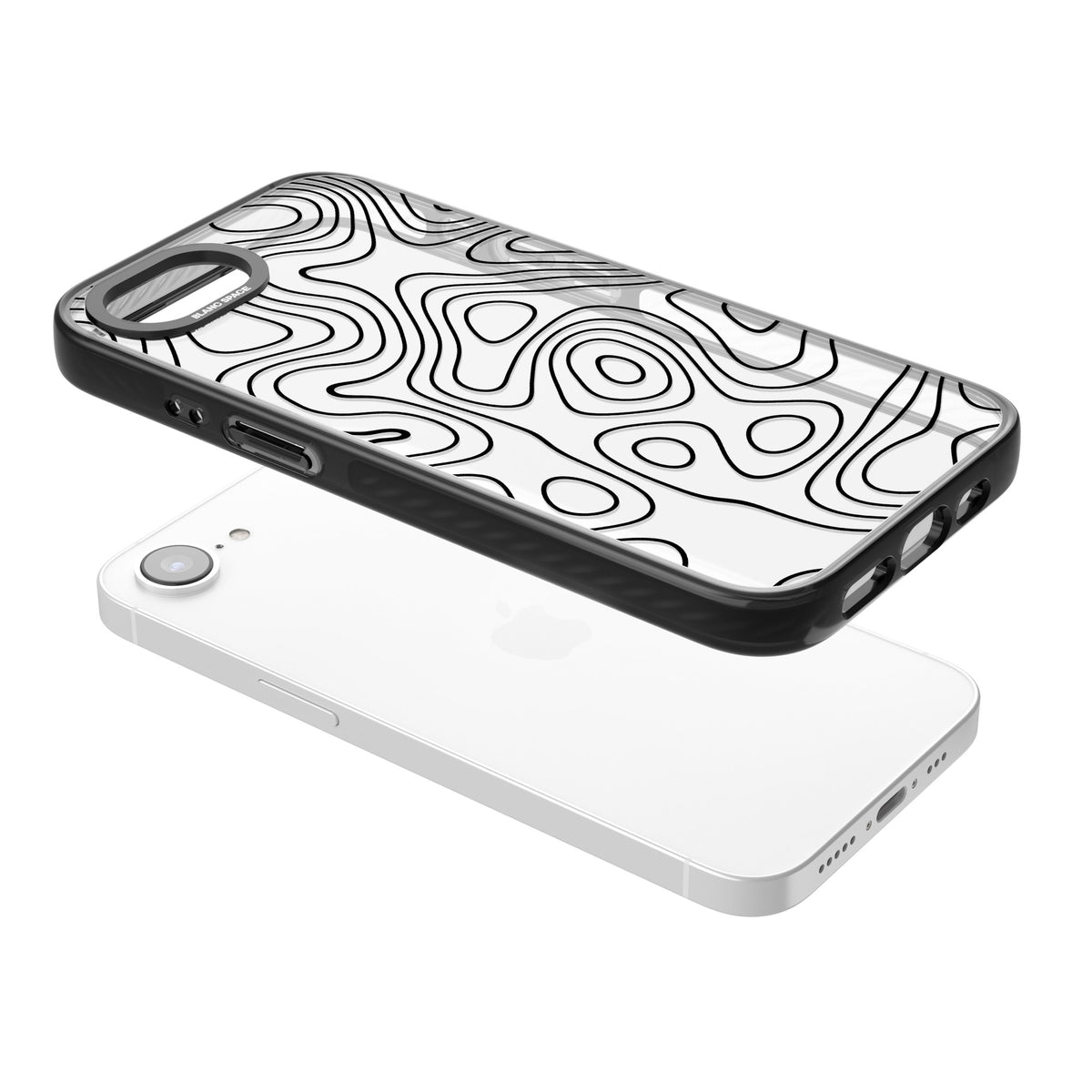 Damascus Steel iPhone 16e / iPhone 17e Impact Black Phone Case angled