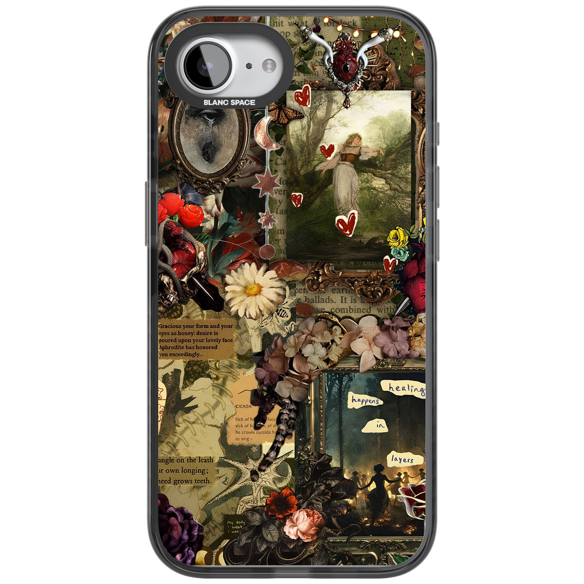 Textbook Romance Collage iPhone 16e / iPhone 17e Impact Black Phone Case front