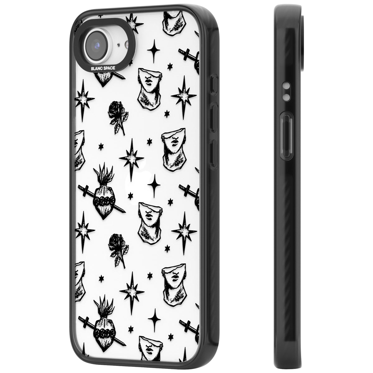 Art & Heart Pattern iPhone 16e / iPhone 17e Impact Black Phone Case side