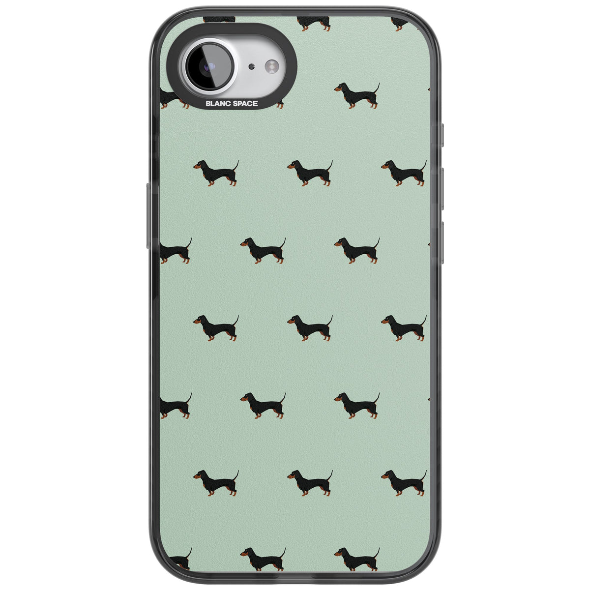 Dachshund Dog Pattern iPhone 16e / iPhone 17e Impact Black Phone Case front