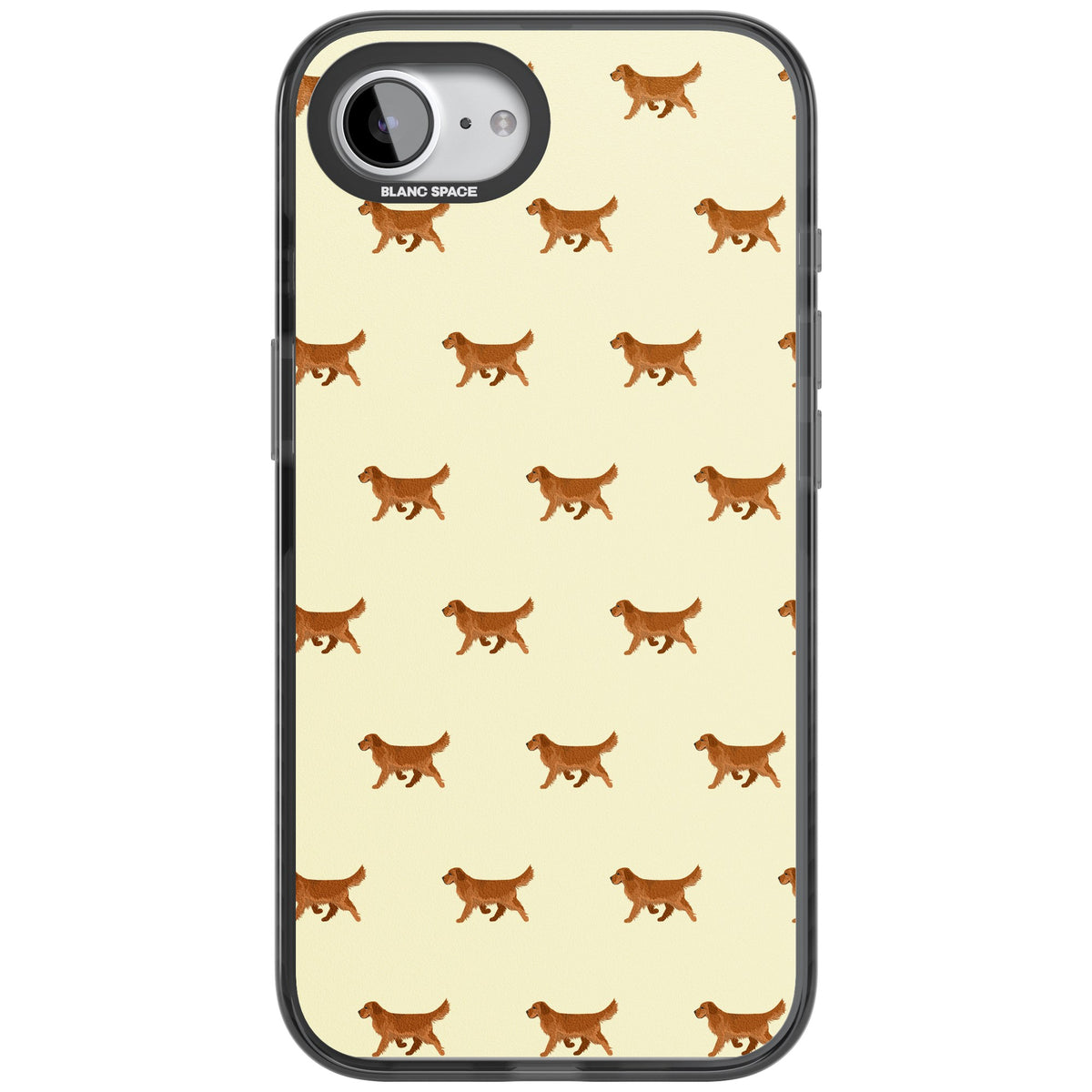 Golden Retriever Dog Pattern iPhone 16e / iPhone 17e Impact Black Phone Case front