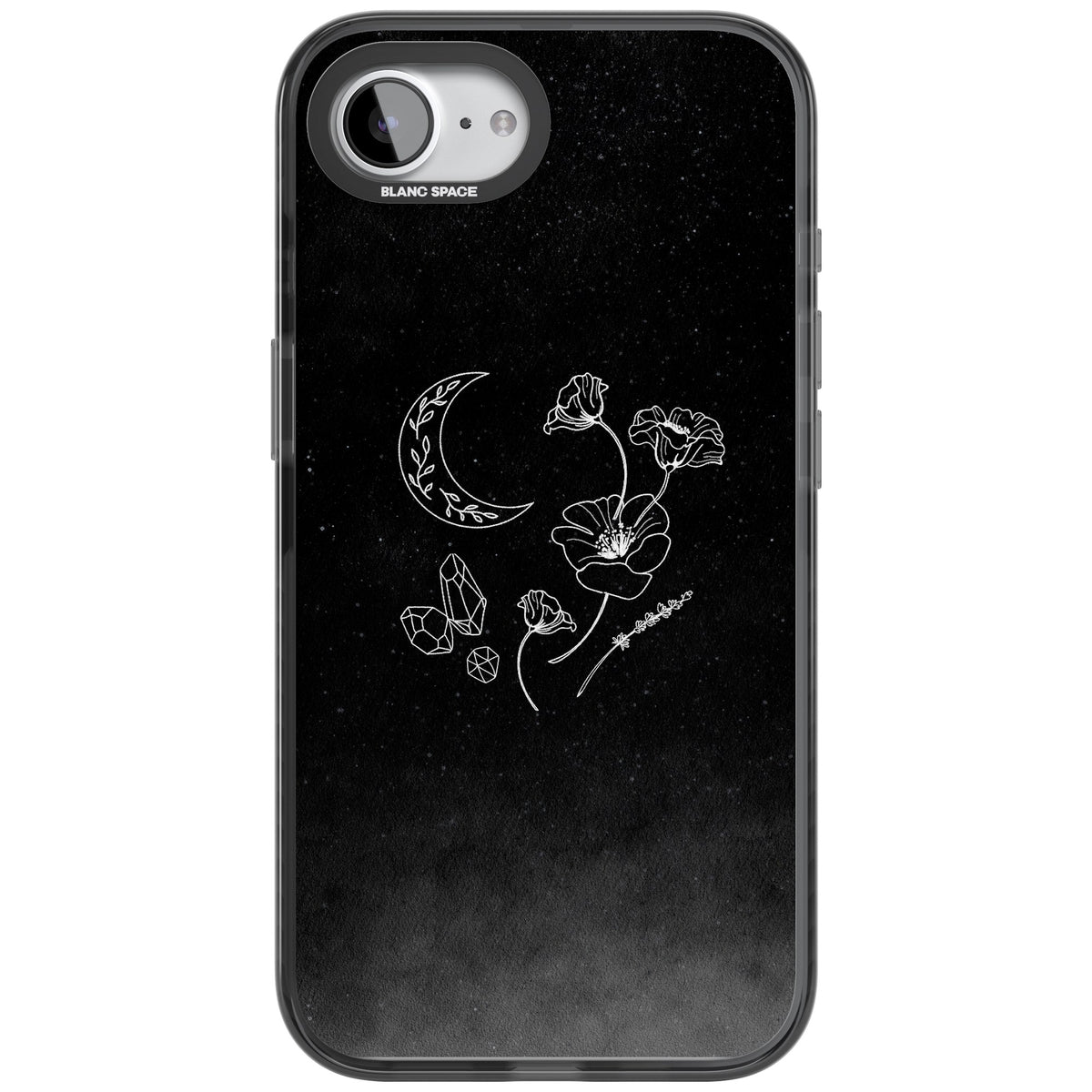 Midnight Moon Botanic iPhone 16e / iPhone 17e Impact Black Phone Case front