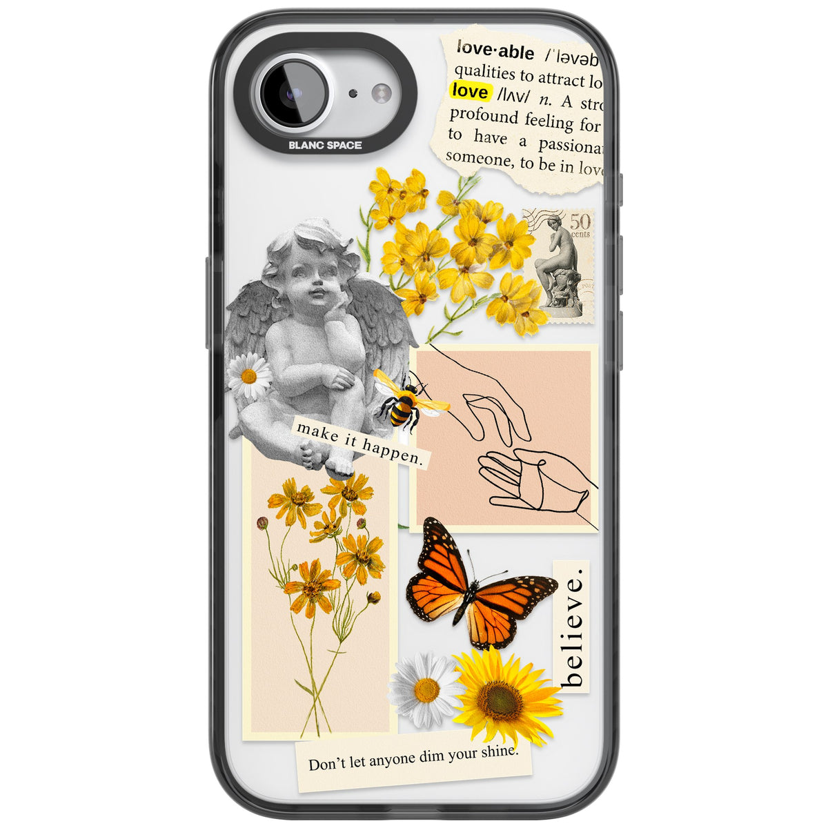 Yellow Wildflower Collage iPhone 16e / iPhone 17e Impact Black Phone Case front