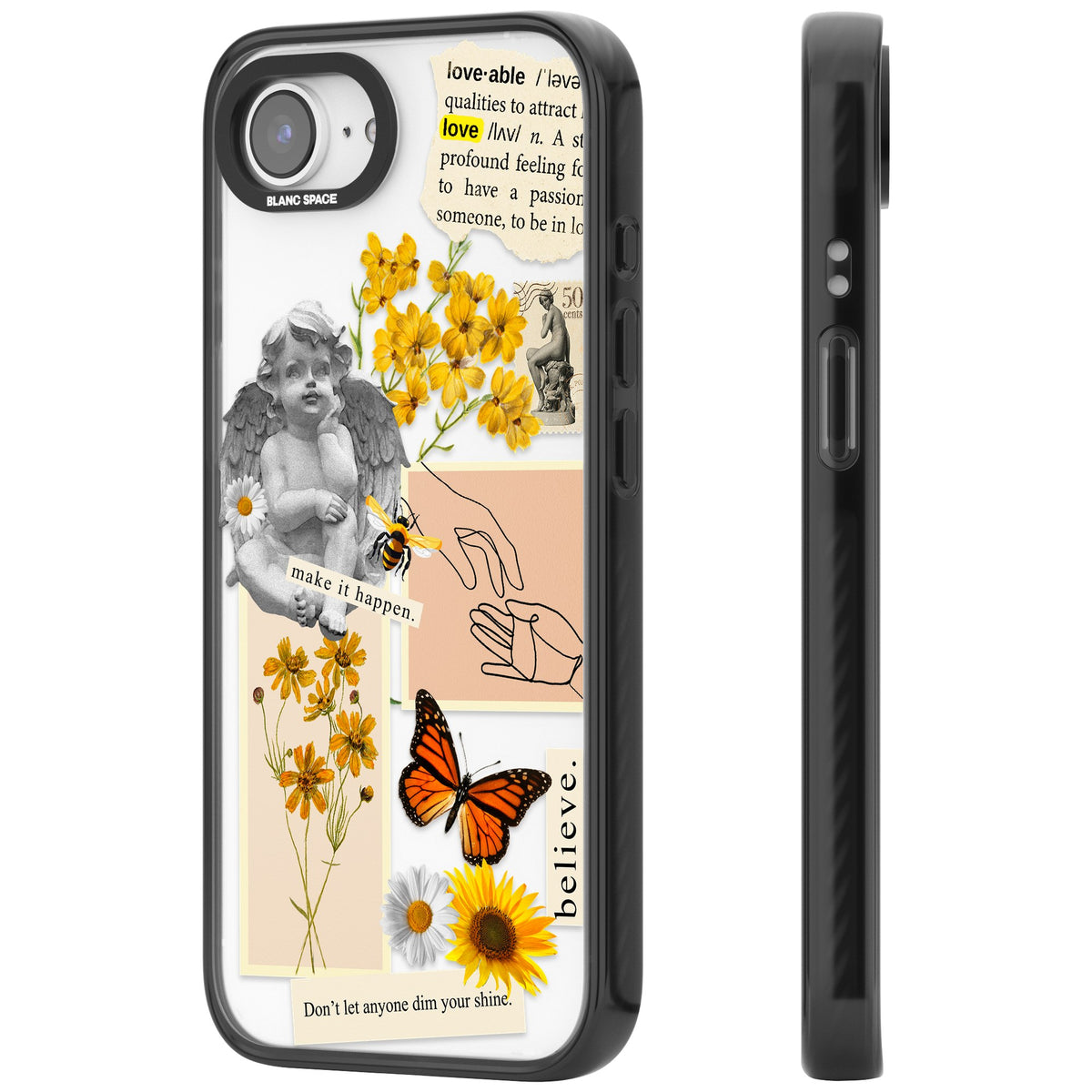 Yellow Wildflower Collage iPhone 16e / iPhone 17e Impact Black Phone Case side