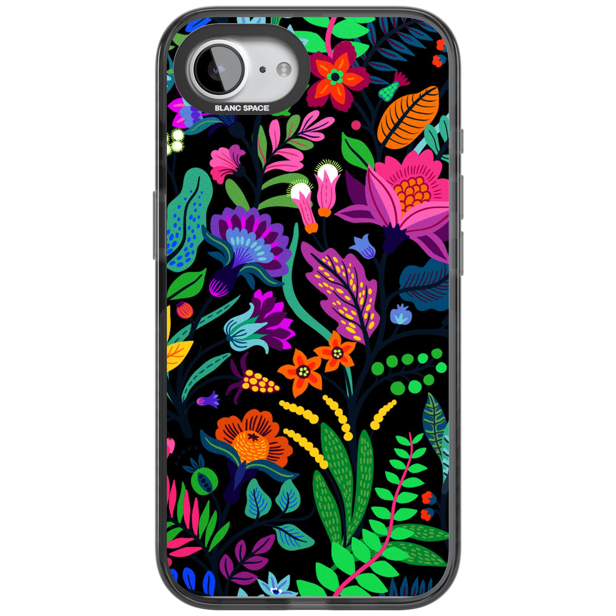 Floral Vibe (Black) iPhone 16e / iPhone 17e Impact Black Phone Case front