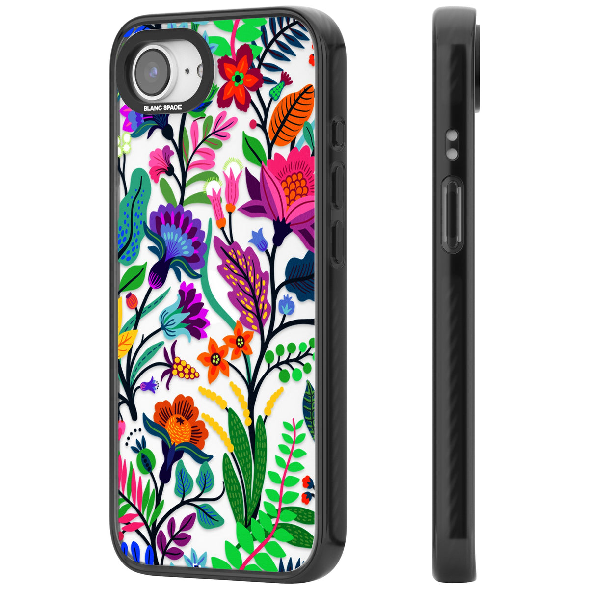 Floral Vibe iPhone 16e / iPhone 17e Impact Black Phone Case side