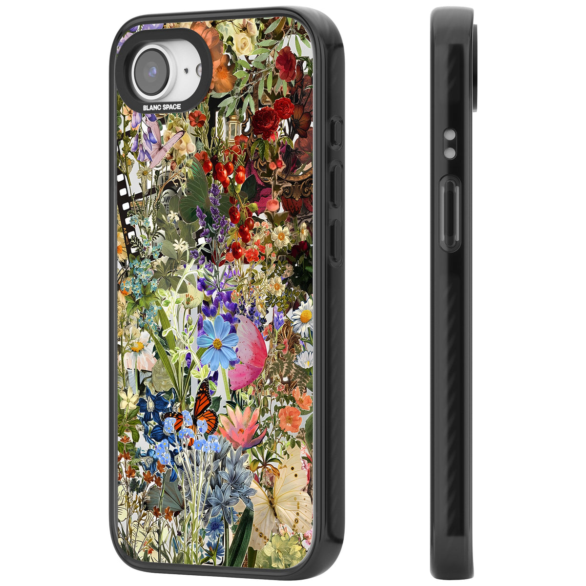 Flower Mix Collage iPhone 16e / iPhone 17e Impact Black Phone Case side