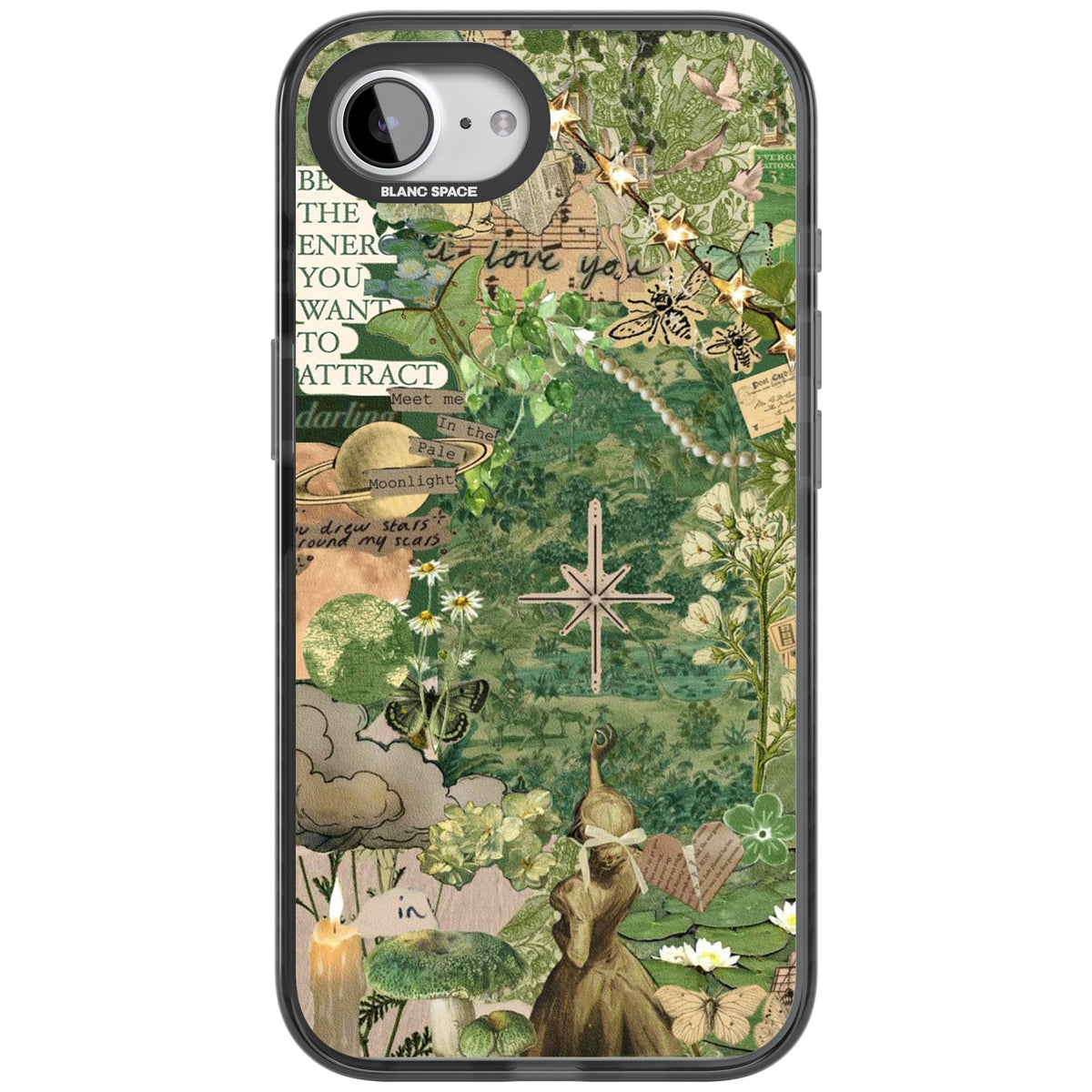 Green Vintage Collage iPhone 16e / iPhone 17e Impact Black Phone Case front