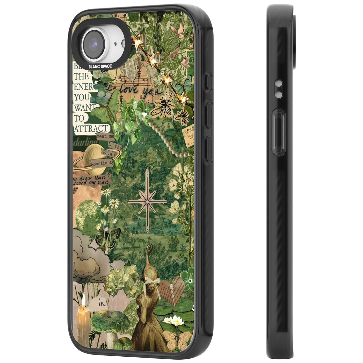 Green Vintage Collage iPhone 16e / iPhone 17e Impact Black Phone Case side