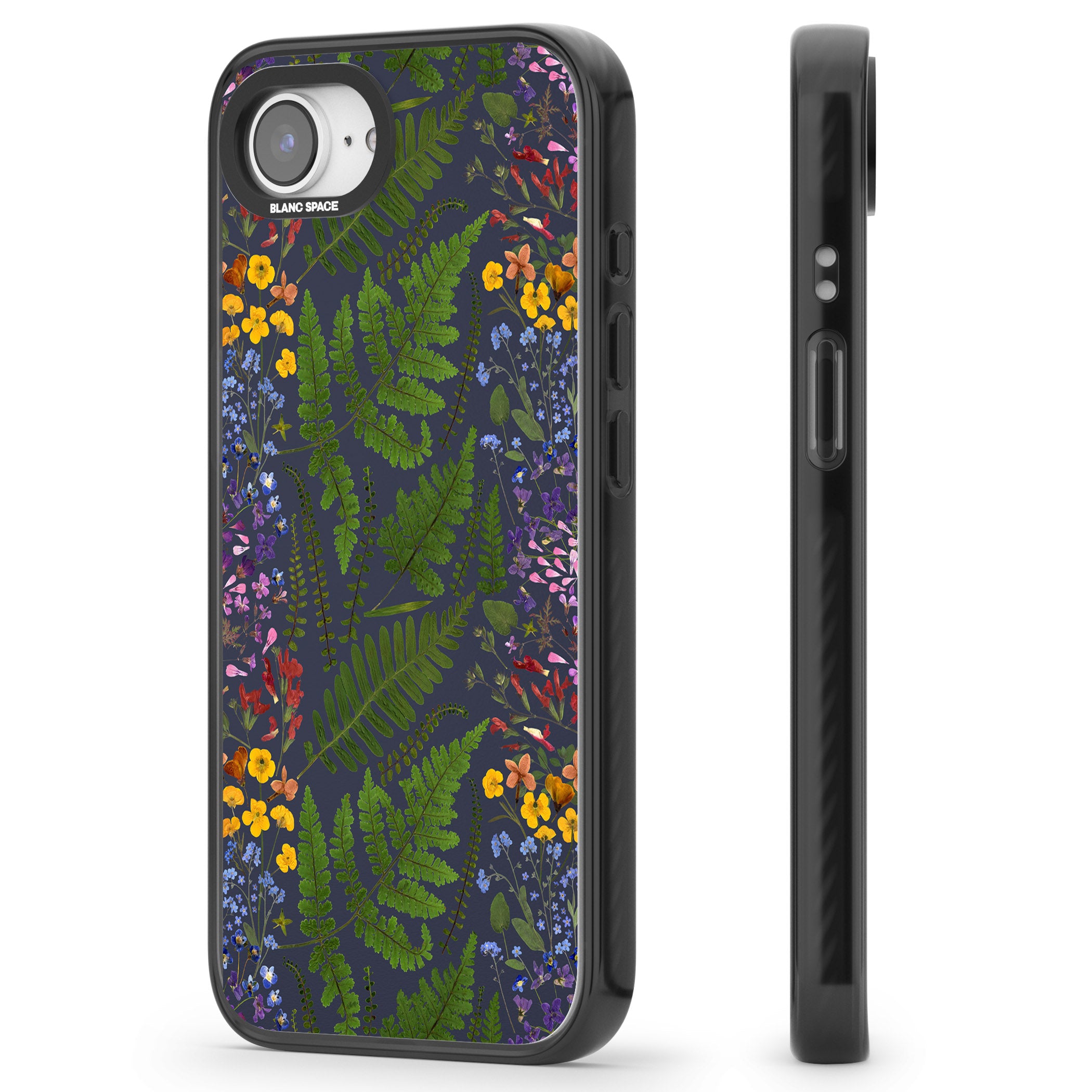 Busy Floral And Fern Design Navy