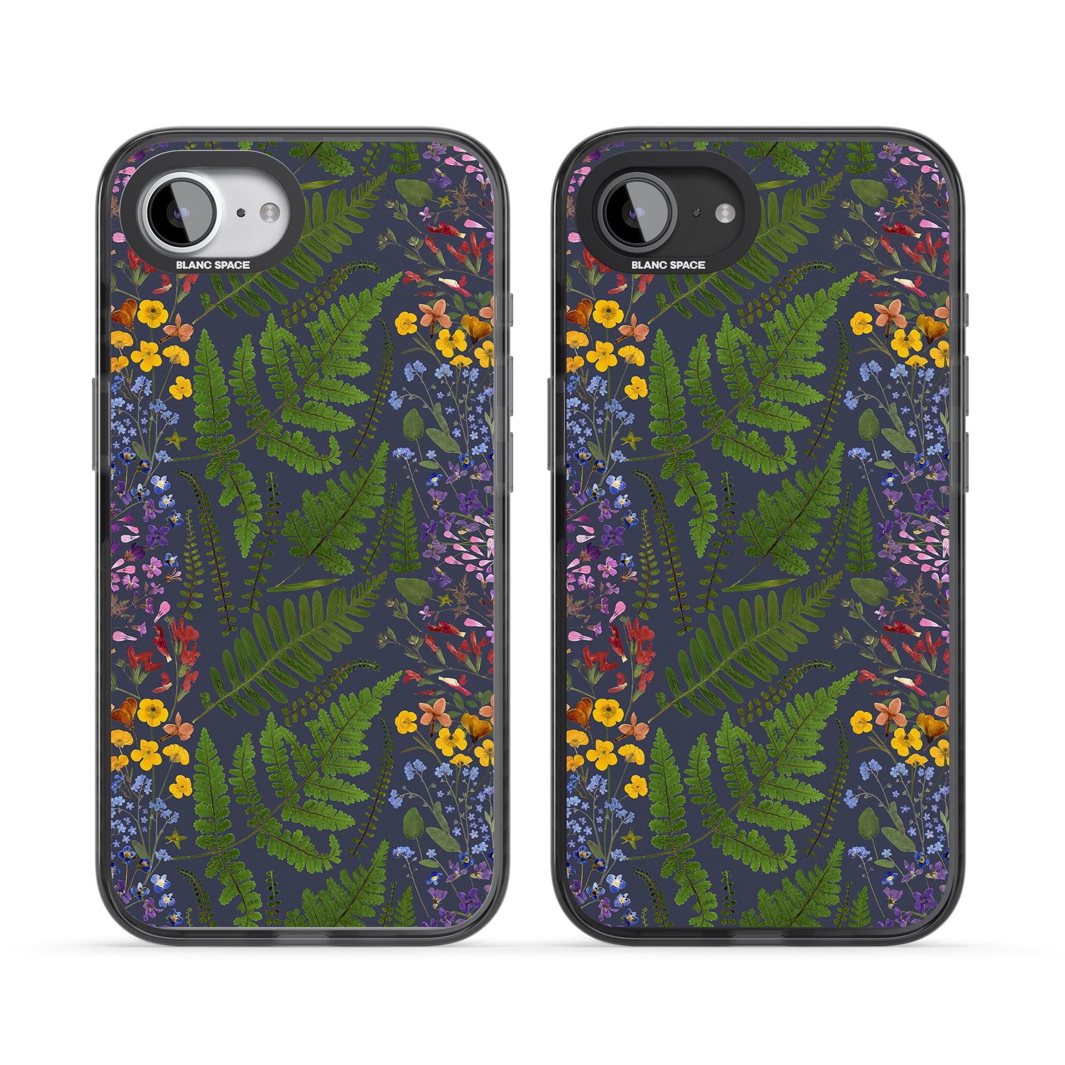 Busy Floral And Fern Design Navy