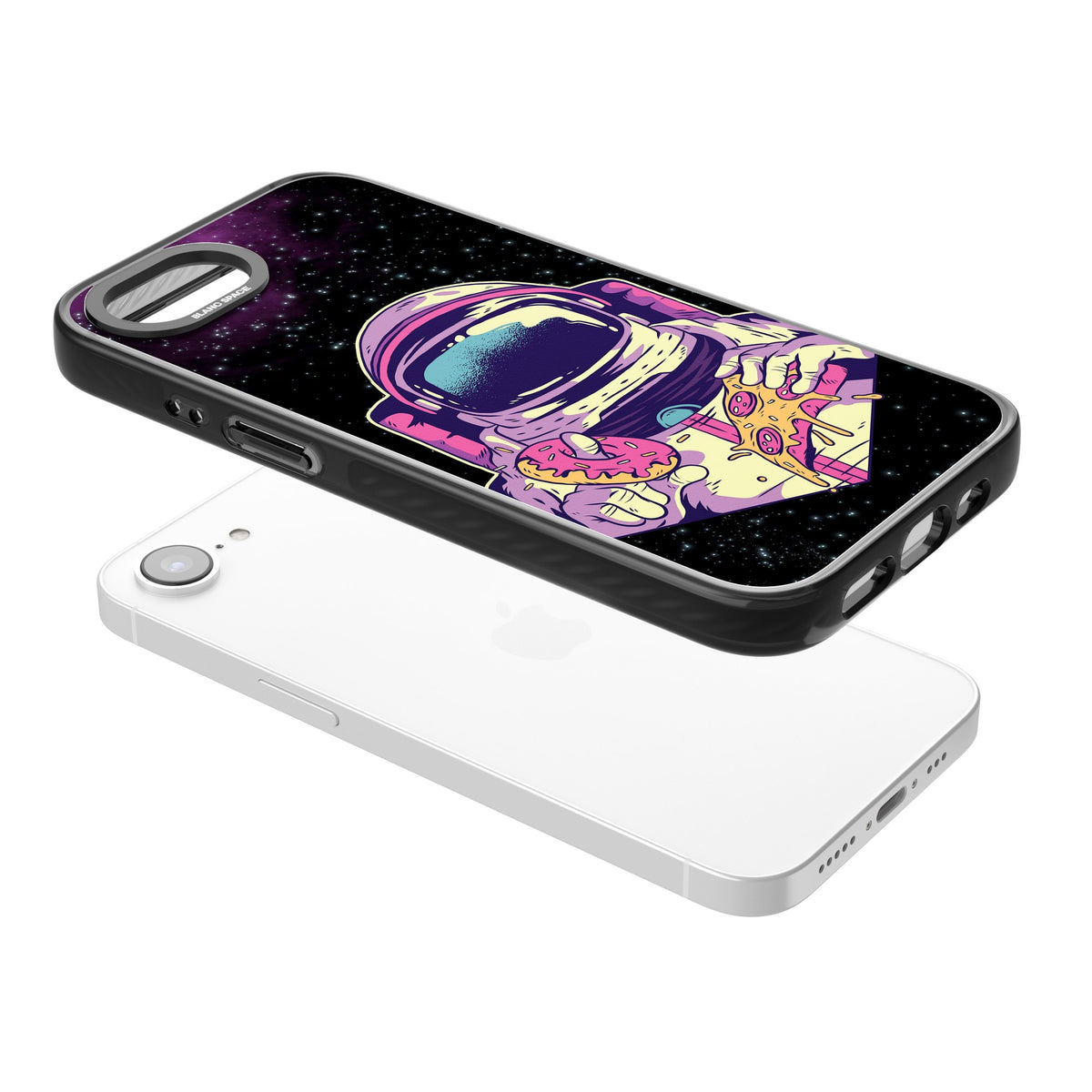 Astro Cheat Meal iPhone 16e / iPhone 17e Impact Black Phone Case angled