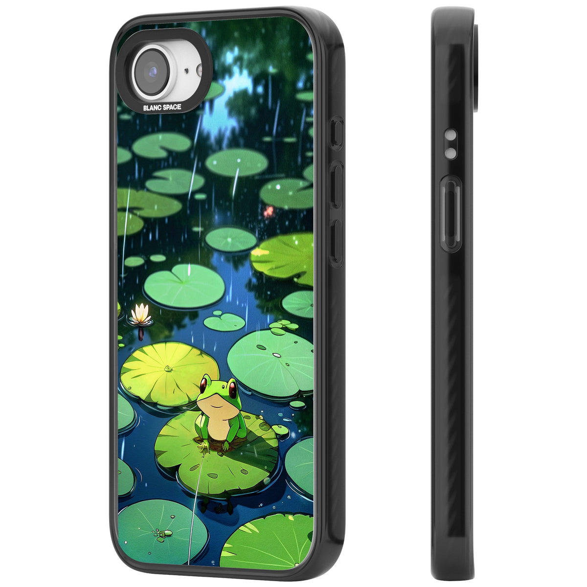 Frog In Lily Pond iPhone 16e / iPhone 17e Impact Black Phone Case side