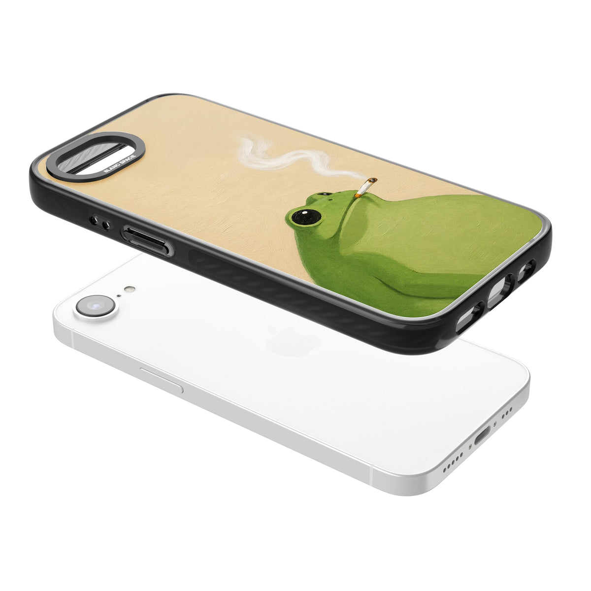 The Smoking Frog iPhone 16e / iPhone 17e Impact Black Phone Case angled