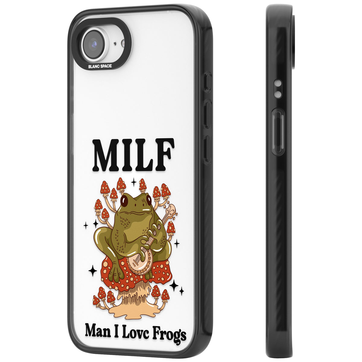 Man I Love Frogs iPhone 16e / iPhone 17e Impact Black Phone Case side