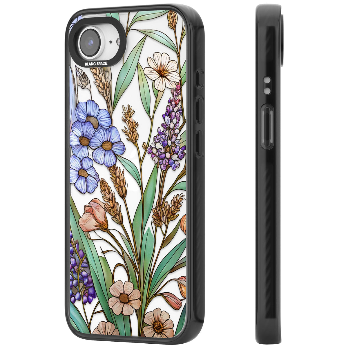 Glass Lavenders & Daisies iPhone 16e / iPhone 17e Impact Black Phone Case side