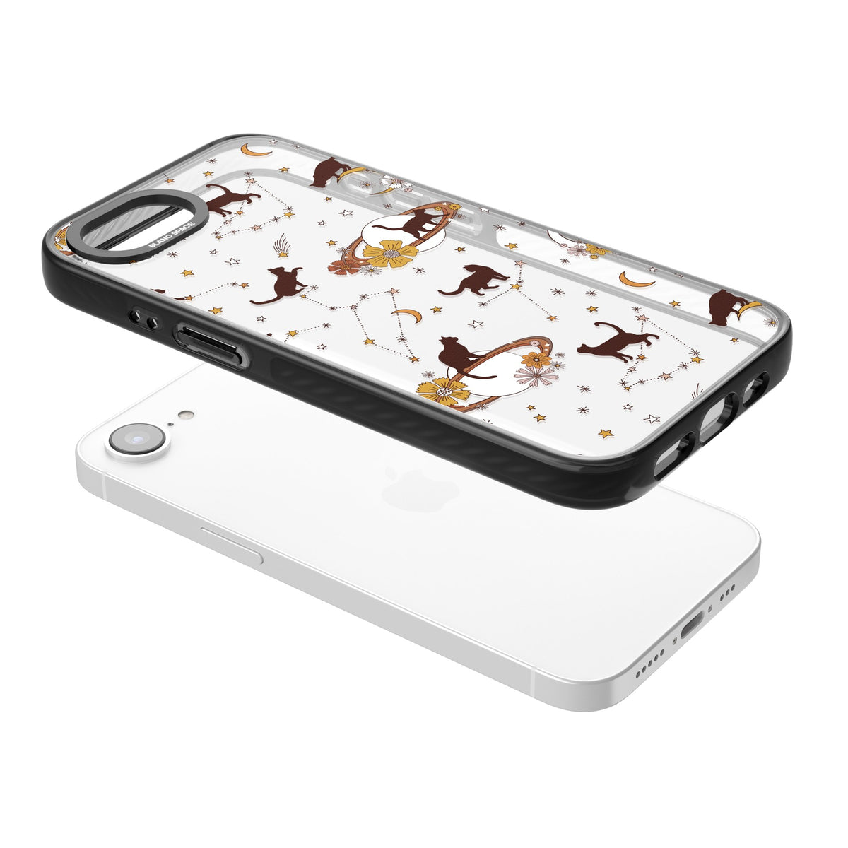 Cats And Astrology iPhone 16e / iPhone 17e Impact Black Phone Case angled