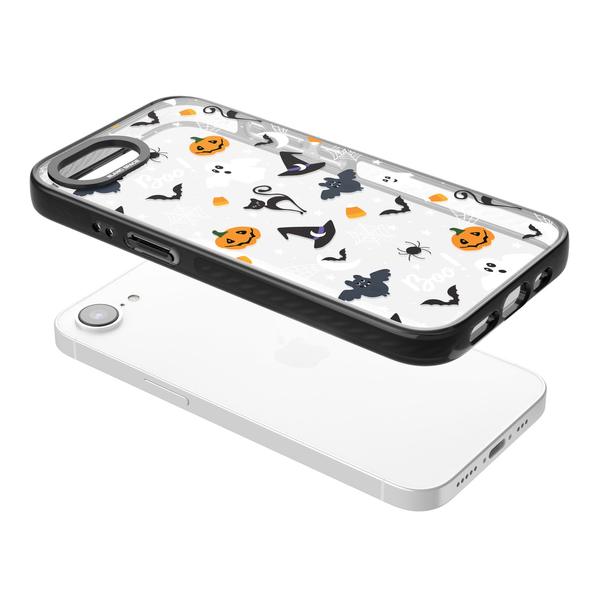 Halloween Mix iPhone 16e / iPhone 17e Impact Black Phone Case angled