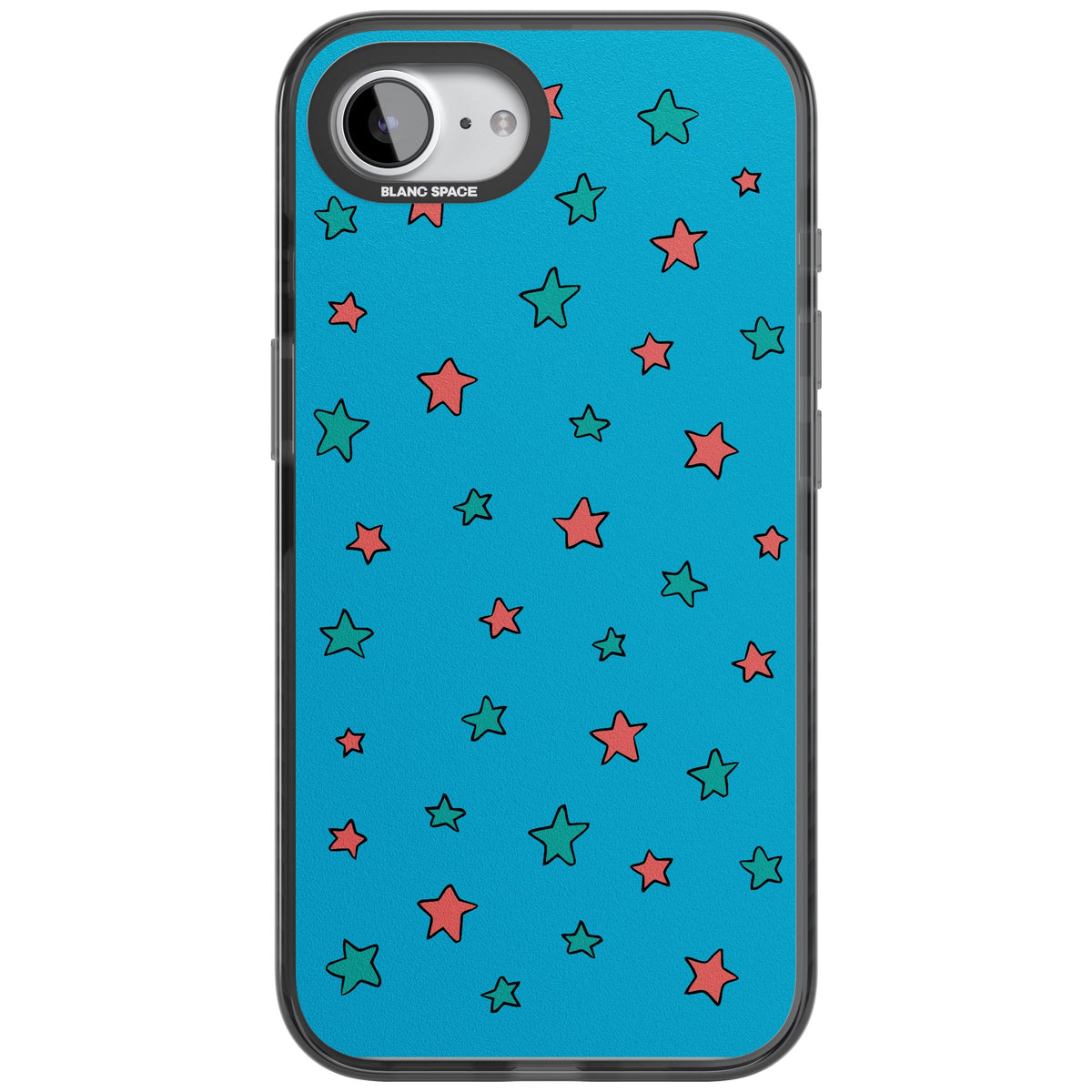 Blue Heartstopper Stars Pattern iPhone 16e / iPhone 17e Impact Black Phone Case front